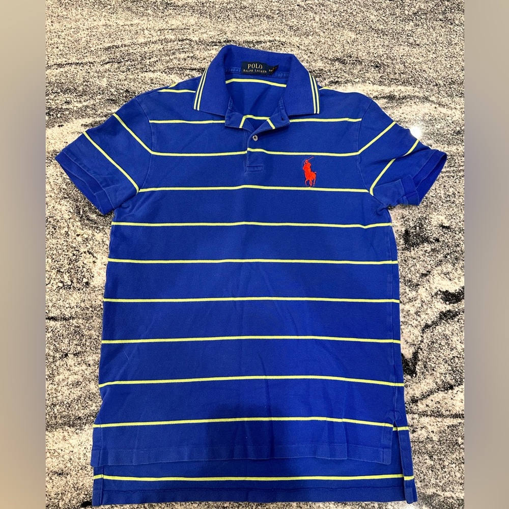 Polo Ralph Lauren Mens S Blue Green Stripe Polo Shirt Big Pony
